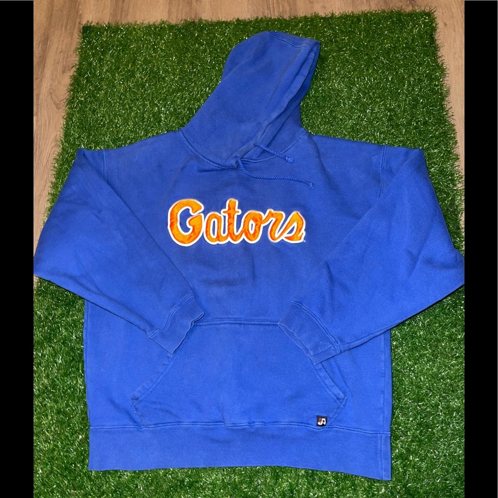 Florida Gators cursive blue and orange pullover sweatshirt